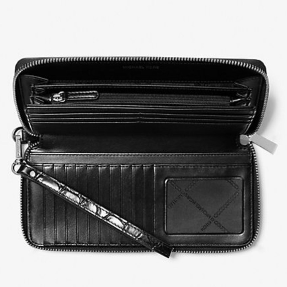Michael Kors Black Croc-Embossed Wallet - Picture 2 of 16